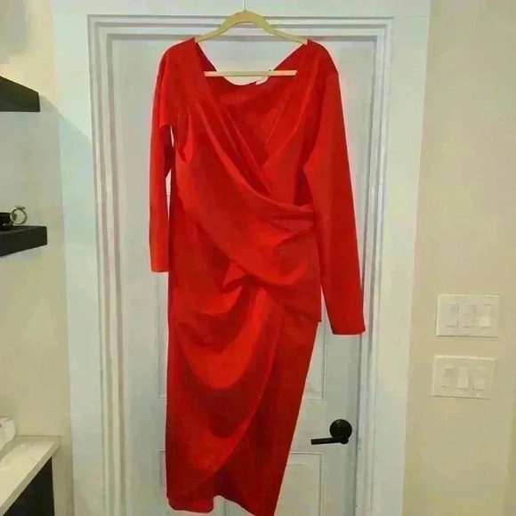 ASOS Vibrant Red Wrap Midi Dress - Picture 5 of 10